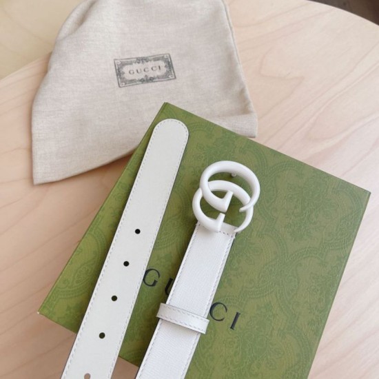 Replica Gucci GG Marmont thin 3cm belt 414516 White