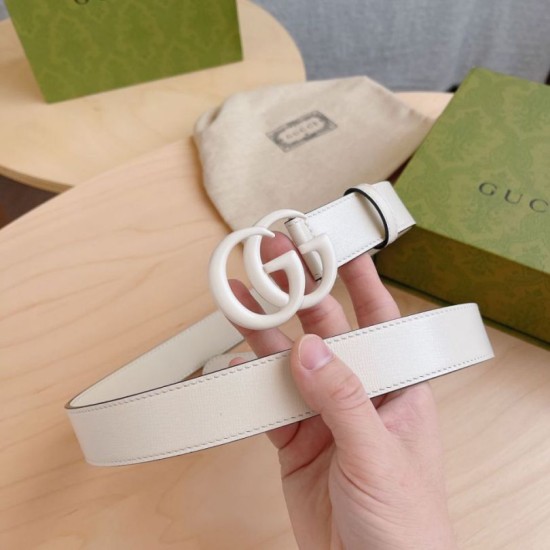 Replica Gucci GG Marmont thin 3cm belt 414516 White
