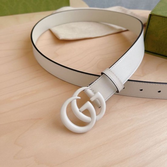 Replica Gucci GG Marmont thin 3cm belt 414516 White