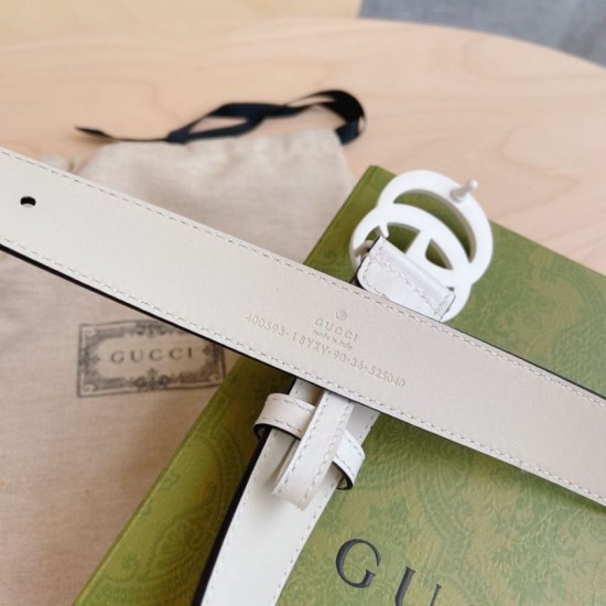 Replica Gucci GG Marmont thin 3cm belt 414516 White