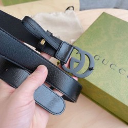 Replica Gucci GG Marmont thin 3cm belt 414516 Black