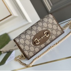 Fake Gucci Horsebit 1955 chain wallet 621892 Coffee Replica