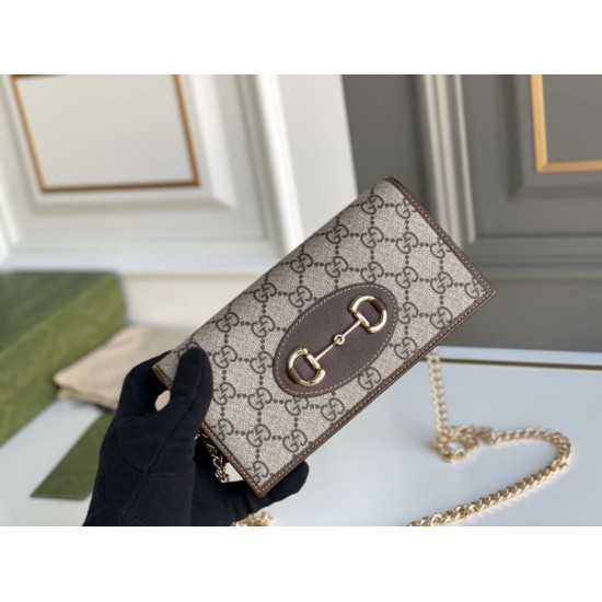 Replica Gucci Horsebit 1955 chain wallet 621892 Coffee Fake Gucci Horsebit 1955 chain wallet 621892 Coffee Replica