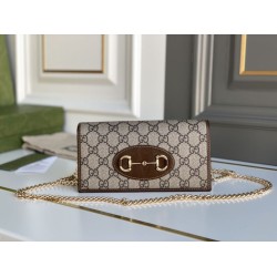 Fake Gucci Horsebit 1955 chain wallet 621892 Coffee Replica