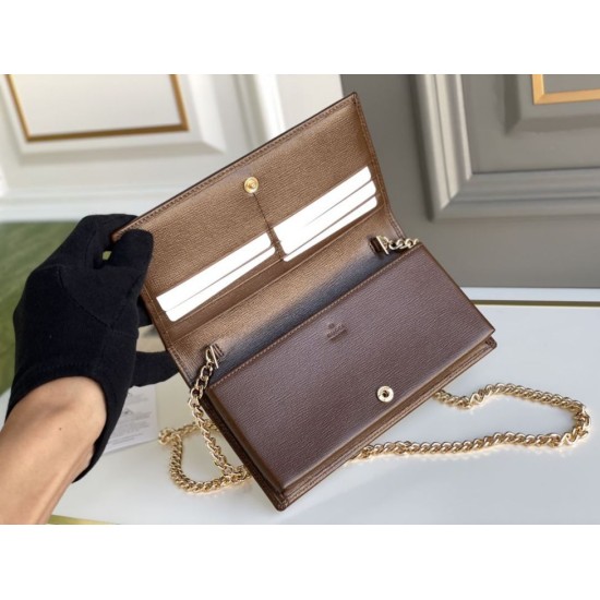 Replica Gucci Horsebit 1955 chain wallet 621892 Coffee Fake Gucci Horsebit 1955 chain wallet 621892 Coffee Replica