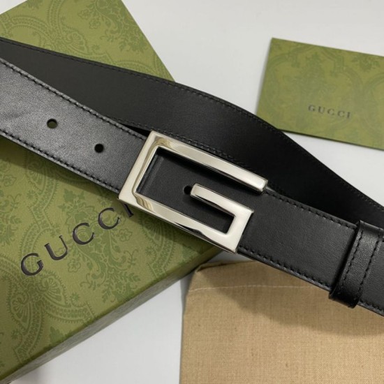 Replica Gucci Reversible belt with Square G buckle 626974 Black Silver Replica Gucci Reversible belt with Square G buckle 626974 Black Silver