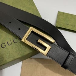 Replica Gucci Reversible belt with Square G buckle 626974 Black Gold
