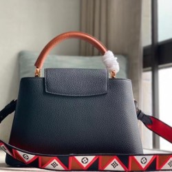 Replica Louis Vuitton Capucines MM Bag In Black Leather M59020