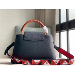 Replica Louis Vuitton Capucines MM Bag In Black Leather M59020