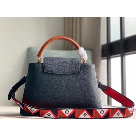 Replica Louis Vuitton Capucines MM Bag In Black Leather M59020