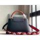 Replica Louis Vuitton Capucines MM Bag In Black Leather M59020