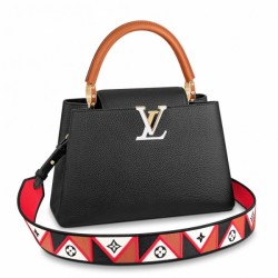 Replica Louis Vuitton Capucines MM Bag In Black Leather M59020