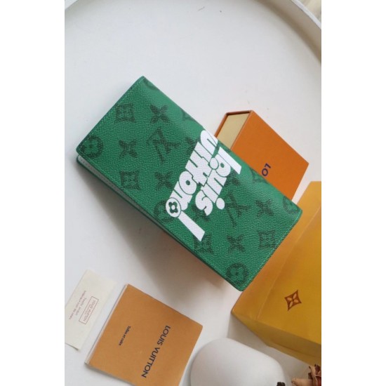 Fake Louis Vuitton Brazza Wallet Green Monogram Canvas M80801 Replica