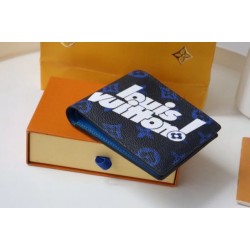 Fake Louis Vuitton Multiple Wallet Blue Monogram Canvas M80850 Replica