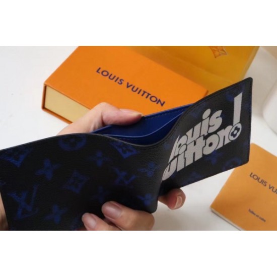 Fake Louis Vuitton Multiple Wallet Blue Monogram Canvas M80850 Replica