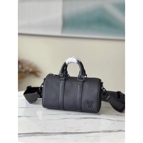 Replica Louis Vuitton Keepall XS Bag Black Aerogram Leather M80950
