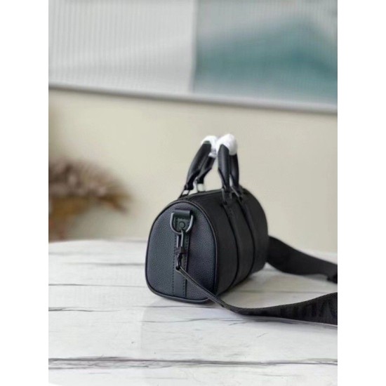 Replica Louis Vuitton Keepall XS Bag Black Aerogram Leather M80950