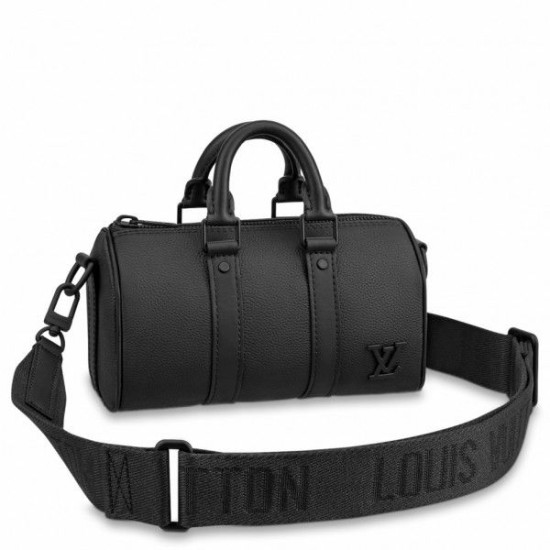 Replica Louis Vuitton Keepall XS Bag Black Aerogram Leather M80950