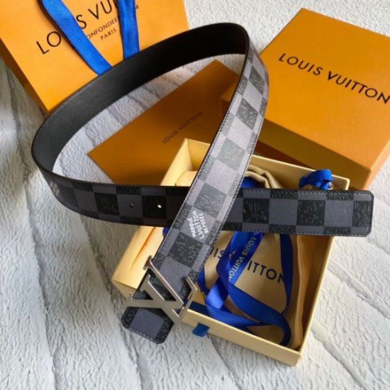 Fake Louis Vuitton LV Initials 40MM Reversible Belt Damier Graphite MP314V Replica