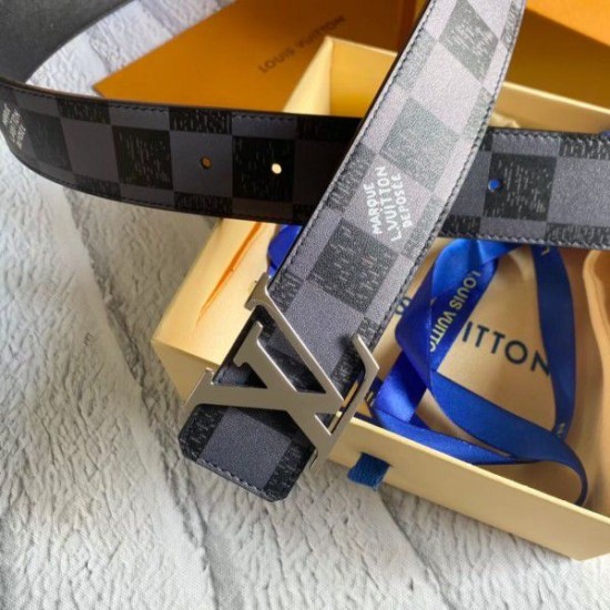 Fake Louis Vuitton LV Initials 40MM Reversible Belt Damier Graphite MP314V Replica