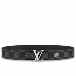 Fake Louis Vuitton LV Initials 40MM Reversible Belt Damier Graphite MP314V Replica