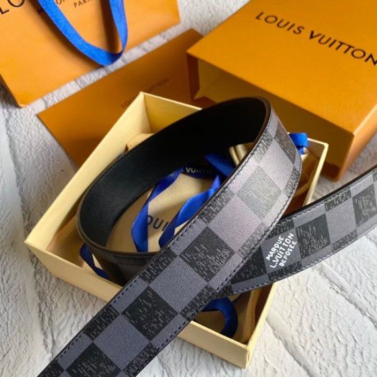 Fake Louis Vuitton LV Initials 40MM Reversible Belt Damier Graphite MP314V Replica