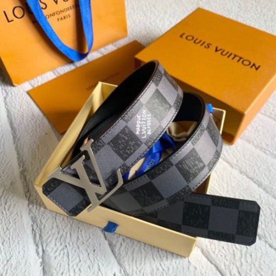 Fake Louis Vuitton LV Initials 40MM Reversible Belt Damier Graphite MP314V Replica