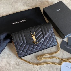 Fake YSL Saint Laurent Monogram Envelope Chain Woc Wallet White Replica