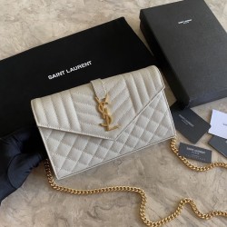 Replica YSL Saint Laurent Monogram Envelope Chain Woc Wallet Black