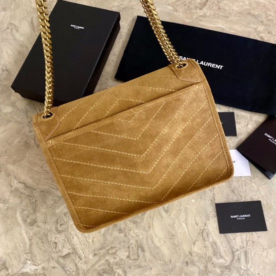 Replica YSL Saint Laurent Niki Medium Quilted Suede Bag Brown Fake YSL Saint Laurent Niki Medium Quilted Suede Bag Brown Replica