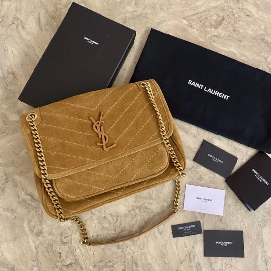 Replica YSL Saint Laurent Niki Medium Quilted Suede Bag Brown Fake YSL Saint Laurent Niki Medium Quilted Suede Bag Brown Replica