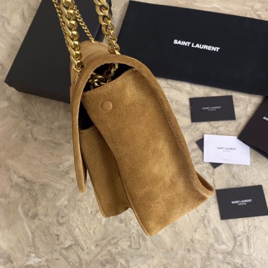 Replica YSL Saint Laurent Niki Medium Quilted Suede Bag Brown Fake YSL Saint Laurent Niki Medium Quilted Suede Bag Brown Replica
