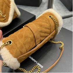 Replica YSL Saint Laurent Envelope Small Bag Suede Shearling