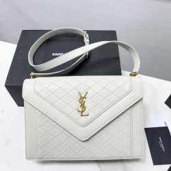 Replica YSL Saint Laurent gaby Satchel quilted Lambskin Bag White