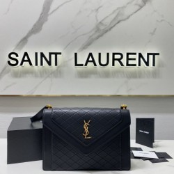 Replica YSL Saint Laurent gaby Satchel quilted Lambskin Bag Black