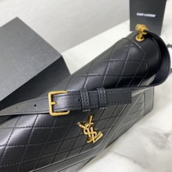 Replica YSL Saint Laurent gaby Satchel quilted Lambskin Bag Black