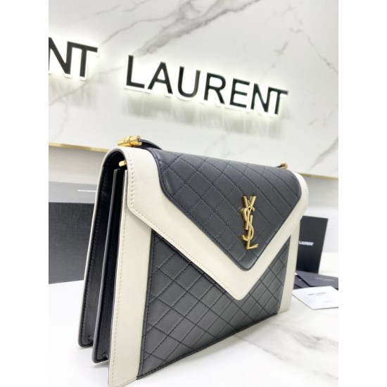 Replica YSL Saint Laurent gaby Satchel Vintage Lambskin Bag Black / White Replica YSL Saint Laurent gaby Satchel Vintage Lambskin Bag Black / White