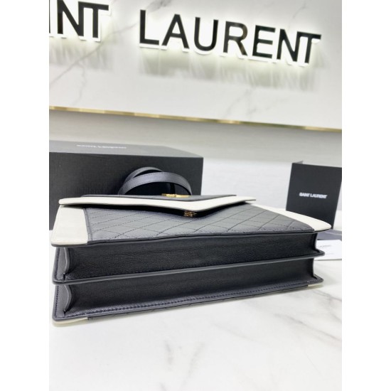Replica YSL Saint Laurent gaby Satchel Vintage Lambskin Bag Black / White Replica YSL Saint Laurent gaby Satchel Vintage Lambskin Bag Black / White