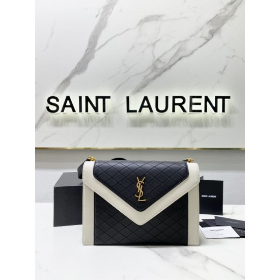 Replica YSL Saint Laurent gaby Satchel Vintage Lambskin Bag Black / White Replica YSL Saint Laurent gaby Satchel Vintage Lambskin Bag Black / White