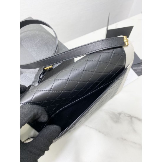 Replica YSL Saint Laurent gaby Satchel Vintage Lambskin Bag Black / White Replica YSL Saint Laurent gaby Satchel Vintage Lambskin Bag Black / White