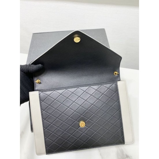 Replica YSL Saint Laurent gaby Satchel Vintage Lambskin Bag Black / White Replica YSL Saint Laurent gaby Satchel Vintage Lambskin Bag Black / White