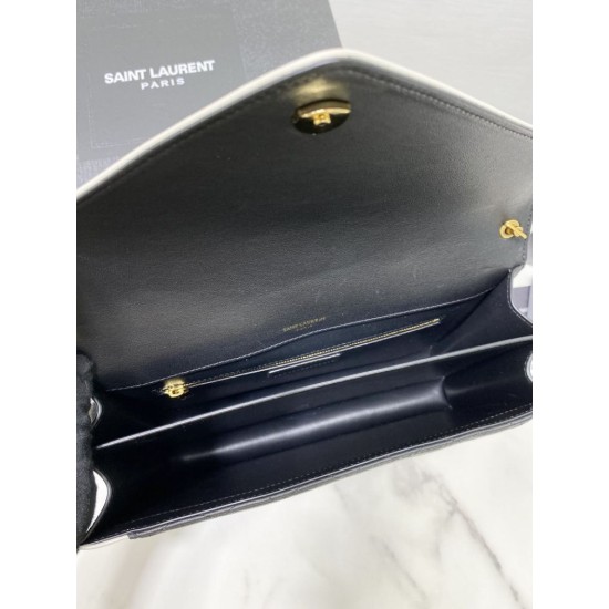 Replica YSL Saint Laurent gaby Satchel Vintage Lambskin Bag Black / White Replica YSL Saint Laurent gaby Satchel Vintage Lambskin Bag Black / White