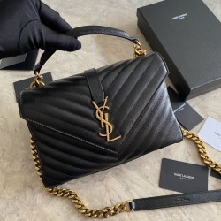 Fake YSL Saint Laurent Medium Envelope Kate Chain shoulder Bag Mix Matelasse Black Gold Replica