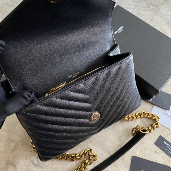 Fake YSL Saint Laurent Medium Envelope Kate Chain shoulder Bag Mix Matelasse Black Gold Replica