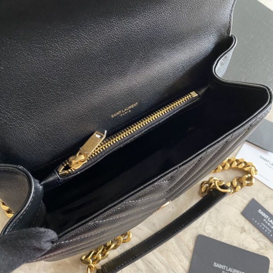Fake YSL Saint Laurent Medium Envelope Kate Chain shoulder Bag Mix Matelasse Black Gold Replica