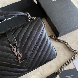 Replica YSL Saint Laurent Medium Envelope Kate Chain shoulder Bag Mix Matelasse Black Silver