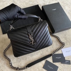 Replica YSL Saint Laurent Medium Envelope Kate Chain shoulder Bag Mix Matelasse Black Silver