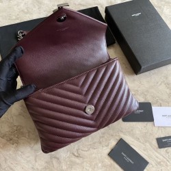Fake YSL Saint Laurent Medium Envelope Kate Chain shoulder Bag Mix Matelasse Maroon Replica
