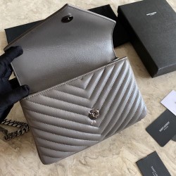 Fake YSL Saint Laurent Medium Envelope Kate Chain shoulder Bag Mix Matelasse Gray Replica