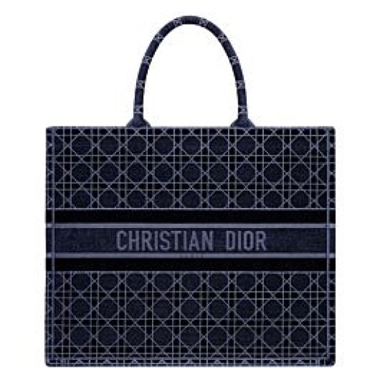Fake Christian Dior Cannage Embroidered Velvet Dior Book Tote Dark Blue Replica Replica Christian Dior Cannage Embroidered Velvet Dior Book Tote Dark Blue